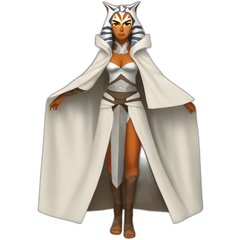 voluptuous ahsoka tano (full body, horns) white cloak emoji