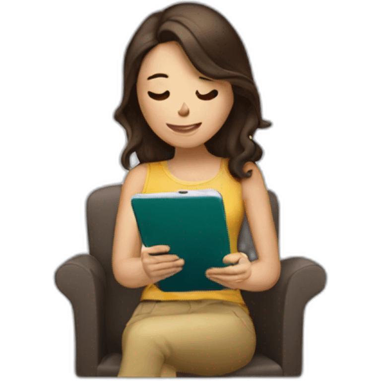 brunette lady reading on her phone emoji