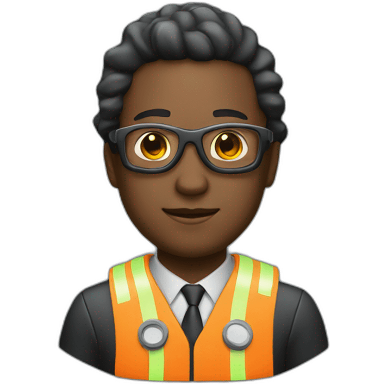 A black businessman with a bust wearing safety equipment emoji