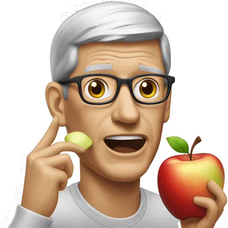 Tim cook eating a bitten apple emoji