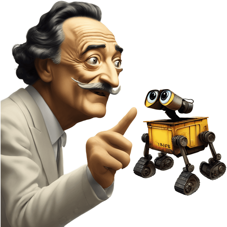 salvador Dali reaching out to wall-e emoji