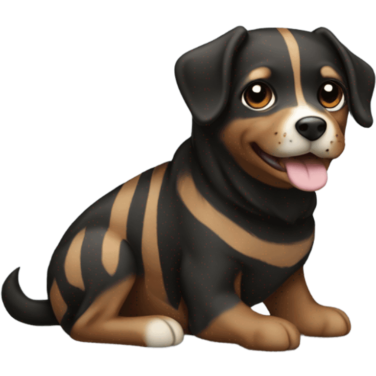 Black and brown striped Louisiana mountain curr dog emoji