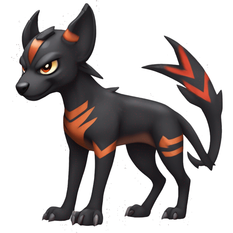 Cool Edgy Houndoom-Litten Fakémon Digimon with Edgy markings, full body, outlined emoji