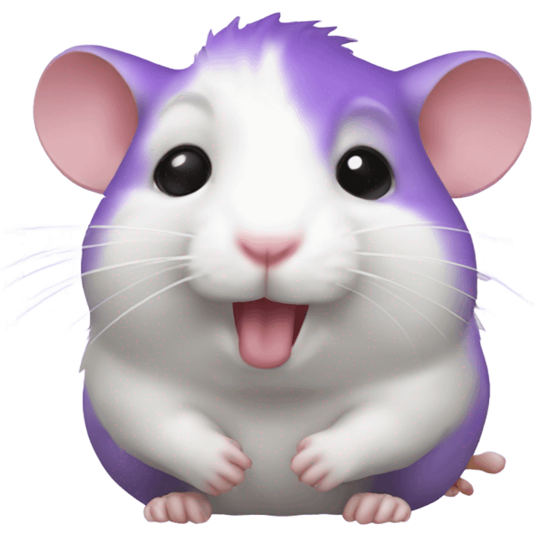 Purple hamster with eat emoji