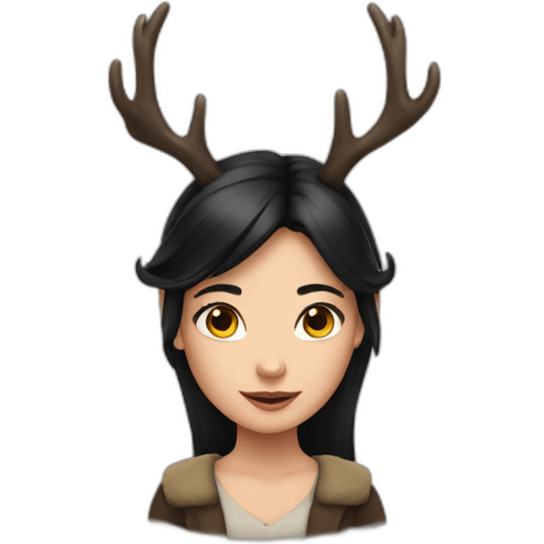 Girl with deers horns with long black hair emoji