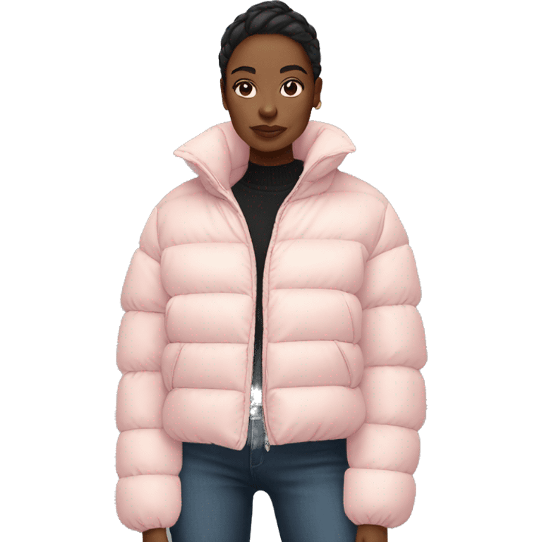 Light pink cropped puffer coat  emoji