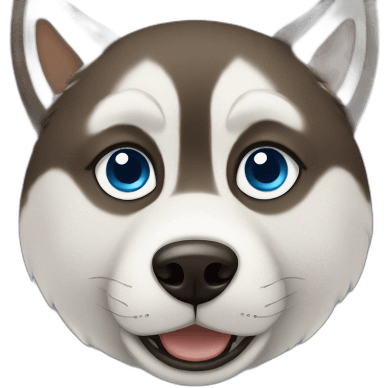 Husky with one eye color blue and the other eye color brown emoji