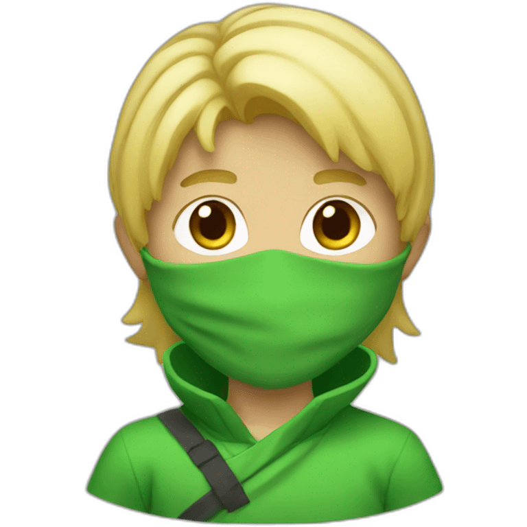 A boy wearing a green ninja outfit with blond hair emoji