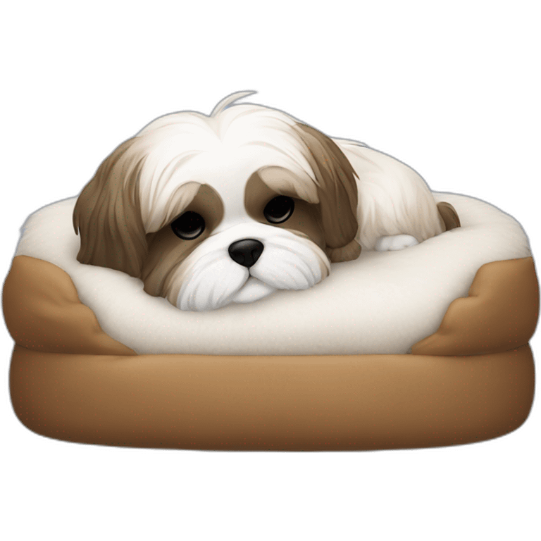 Shih tzu sleeping on a dog bed  emoji