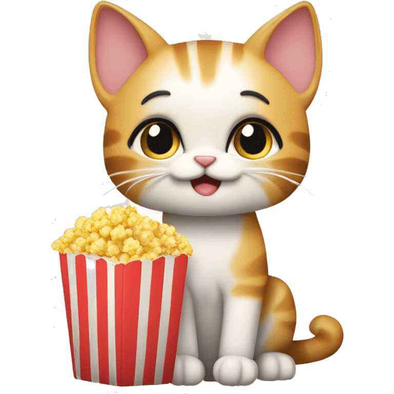 Katze die auf dem rücken liegt mit Popcorn in der hand emoji