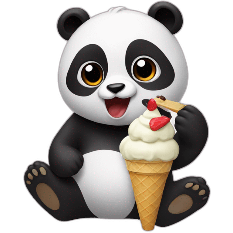 Panda eating ice cream emoji