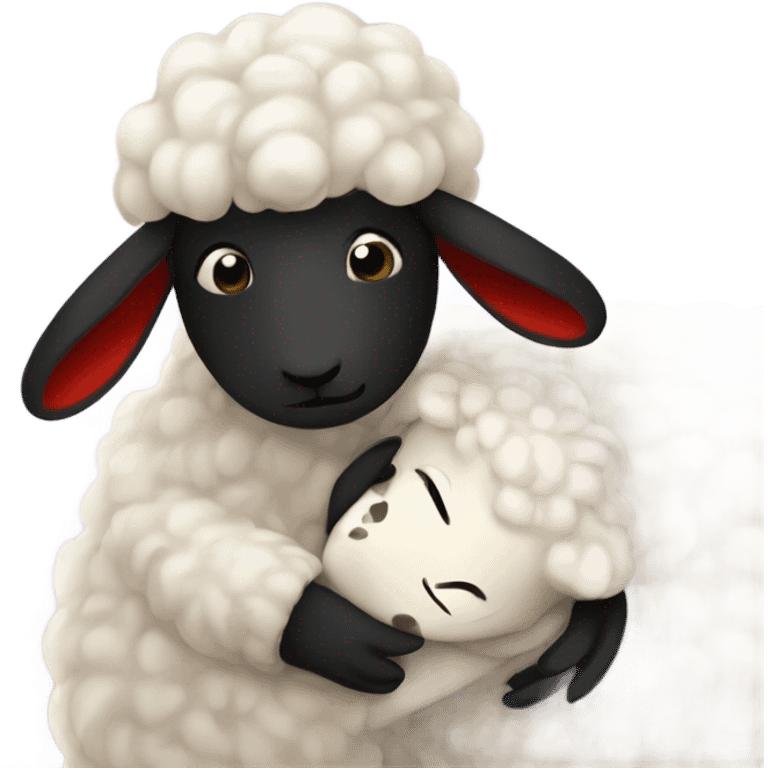 Sheep hug ladybug emoji