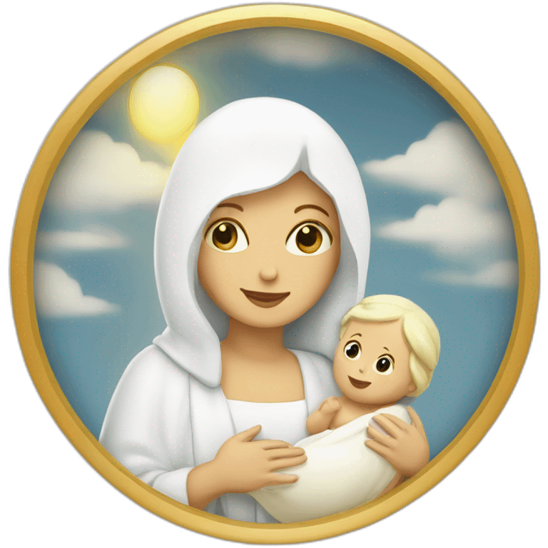 White Mary with white baby Jesus emoji