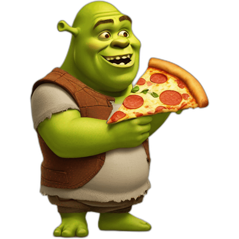 Shrek eating pizza emoji