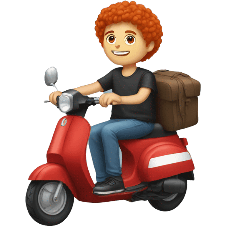 I need a sticker of a red-haired boy on a moped emoji