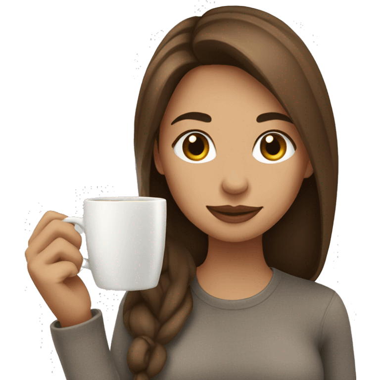 Brown hair girl drinking coffee emoji