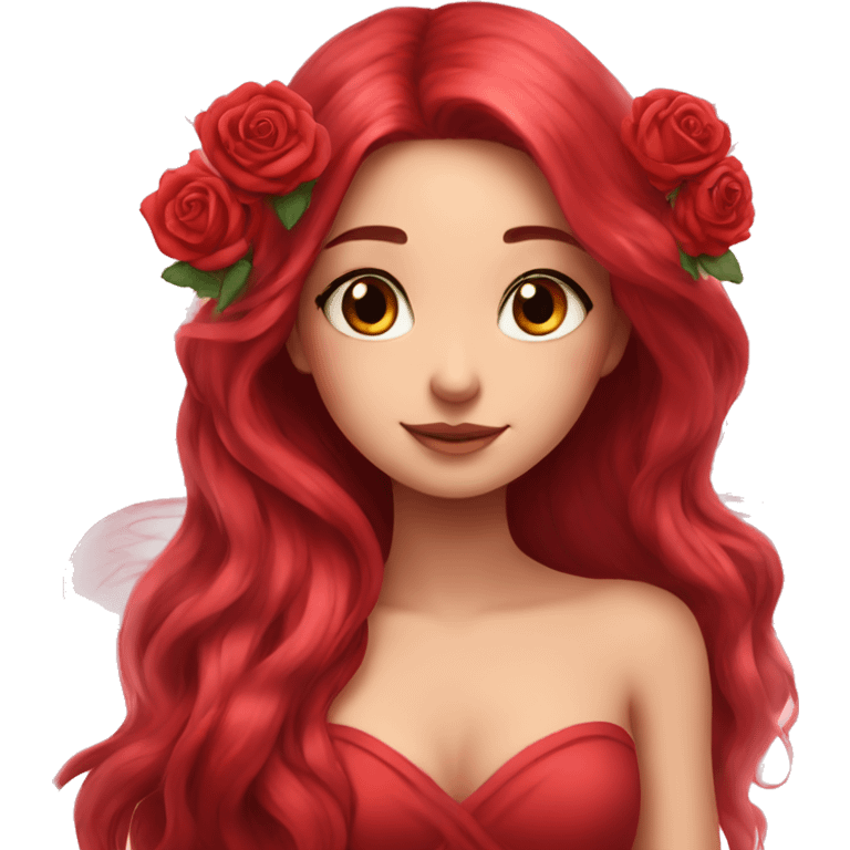 big wings, rose, Beautiful, fairy, red, long hair emoji