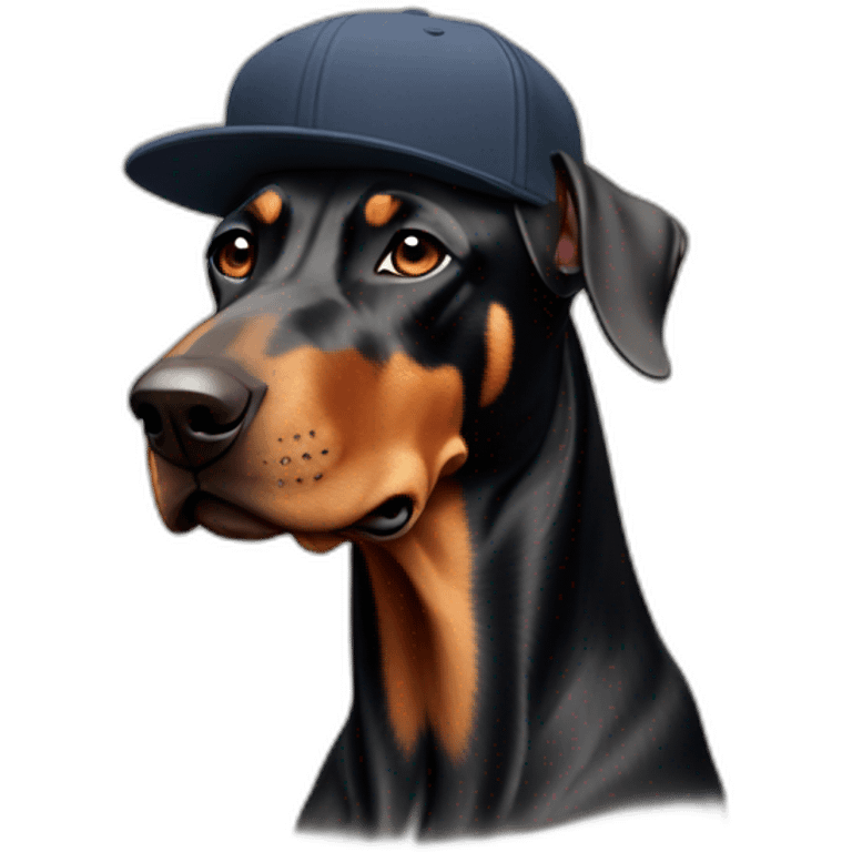 Doberman in a Kangol cap emoji