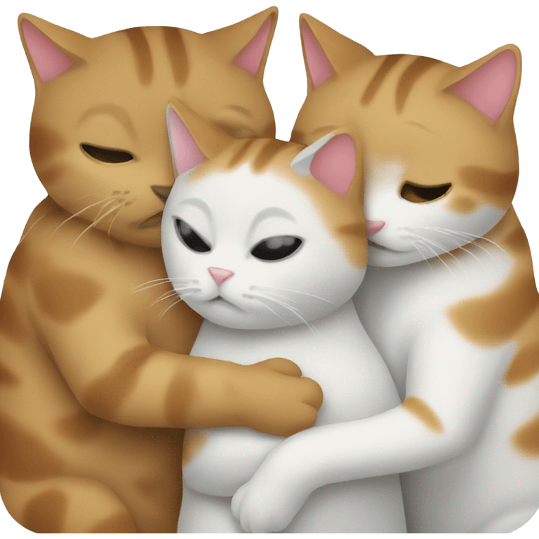 three cats hugging emoji