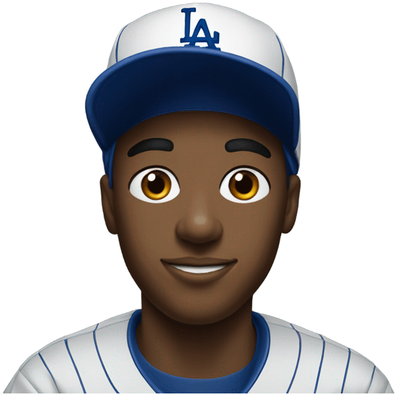 portrait of a young man wearing a dodgers hat emoji