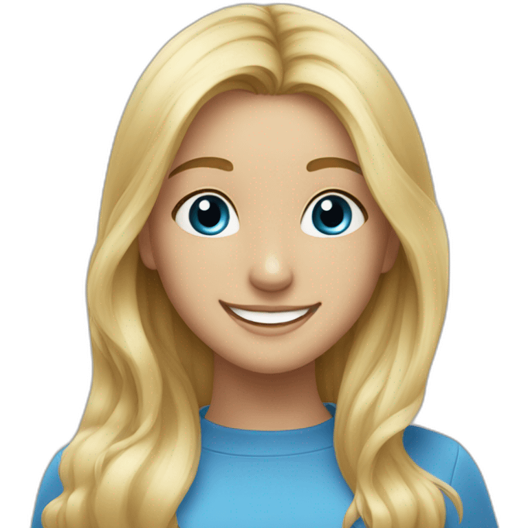 happy girl with blond heir and blue eays emoji