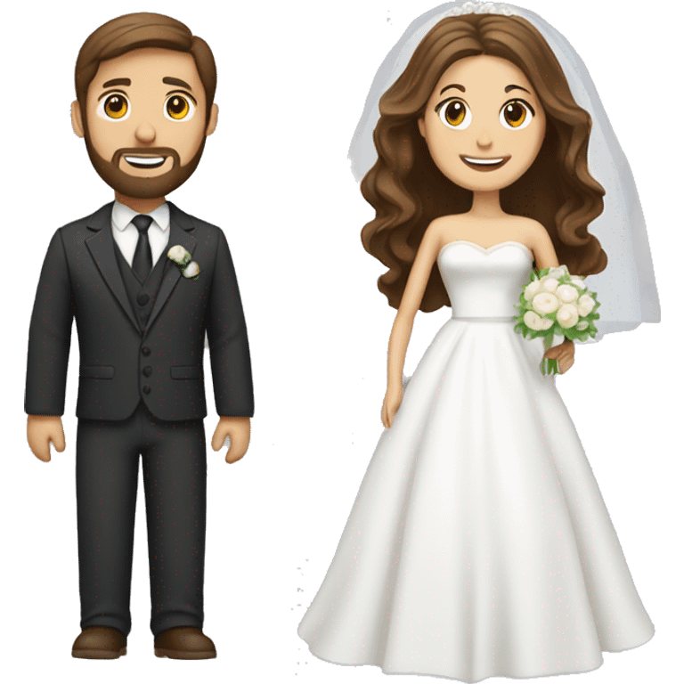 Groom with brown hair and beard and bride with long brown hair  emoji