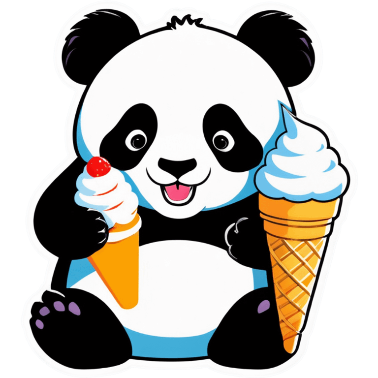 Panda eating ice cream emoji