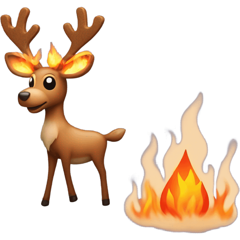 reindeer next to house made of fire  emoji