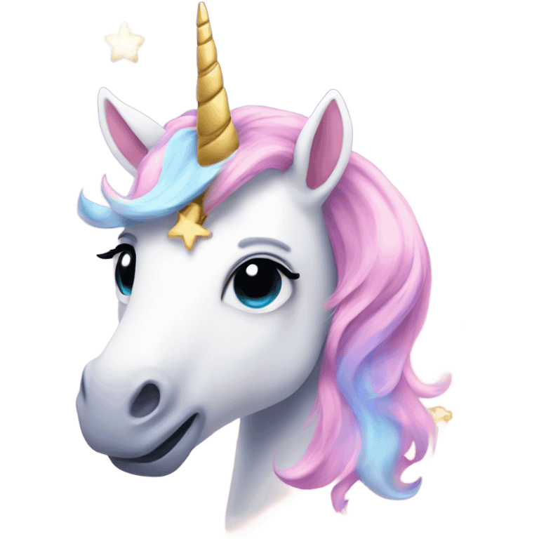 Unicorn with hearts and stars emoji