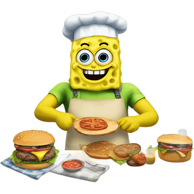 SpongeBob cooking burgers emoji