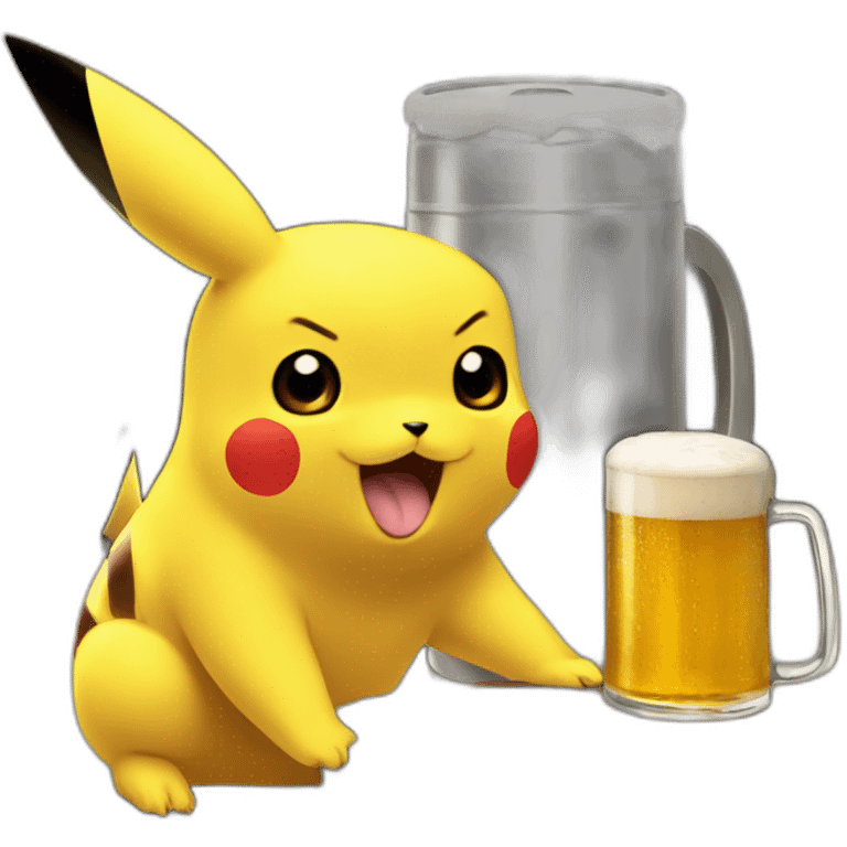 pikachu qui booe une biere emoji