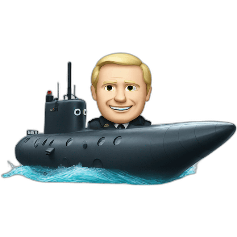 Vladimir Poutine riding a submarine emoji