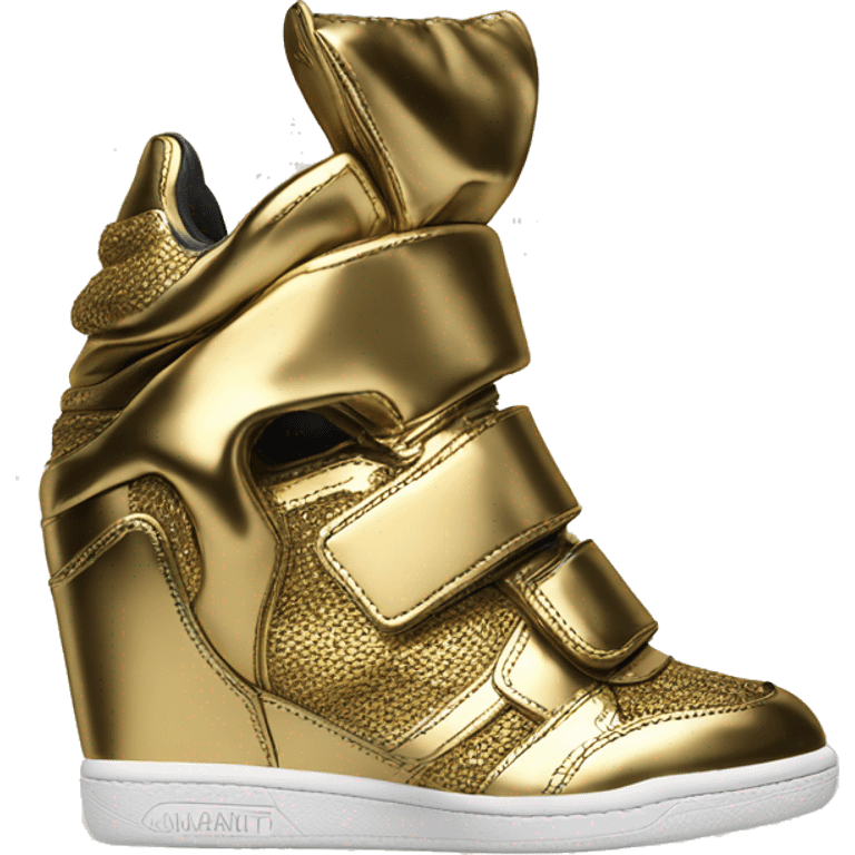 isabel marant wedge sneakers gold emoji