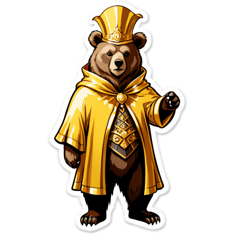 Massive bear wearing golden cloak and pointed hat emoji