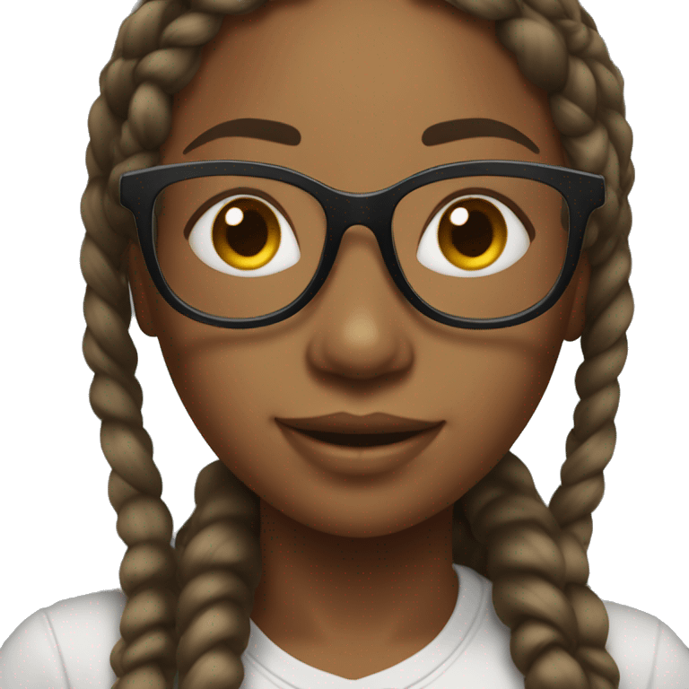 black girl wth braids, glassesand a nice smile emoji