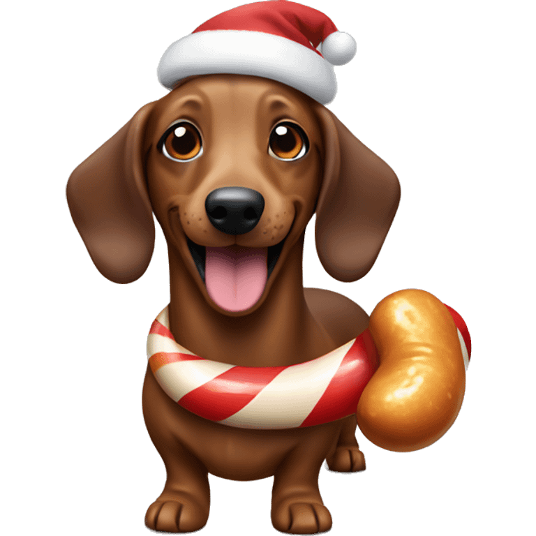 Sausage Dog smiling christmas candy emoji