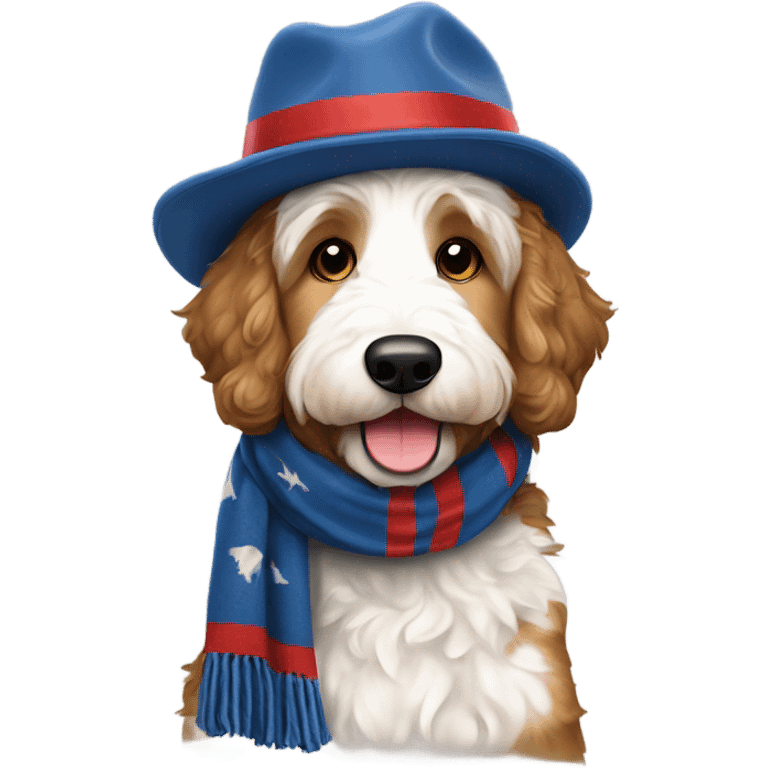 Bernedoodle with knoxville smokies hat and scarf emoji