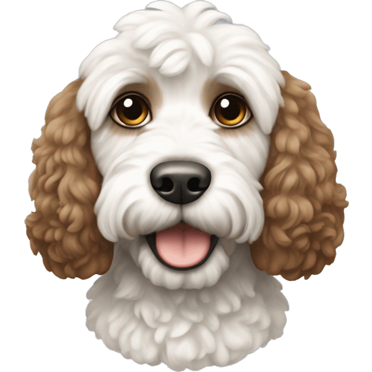 White and brown cockapoo emoji