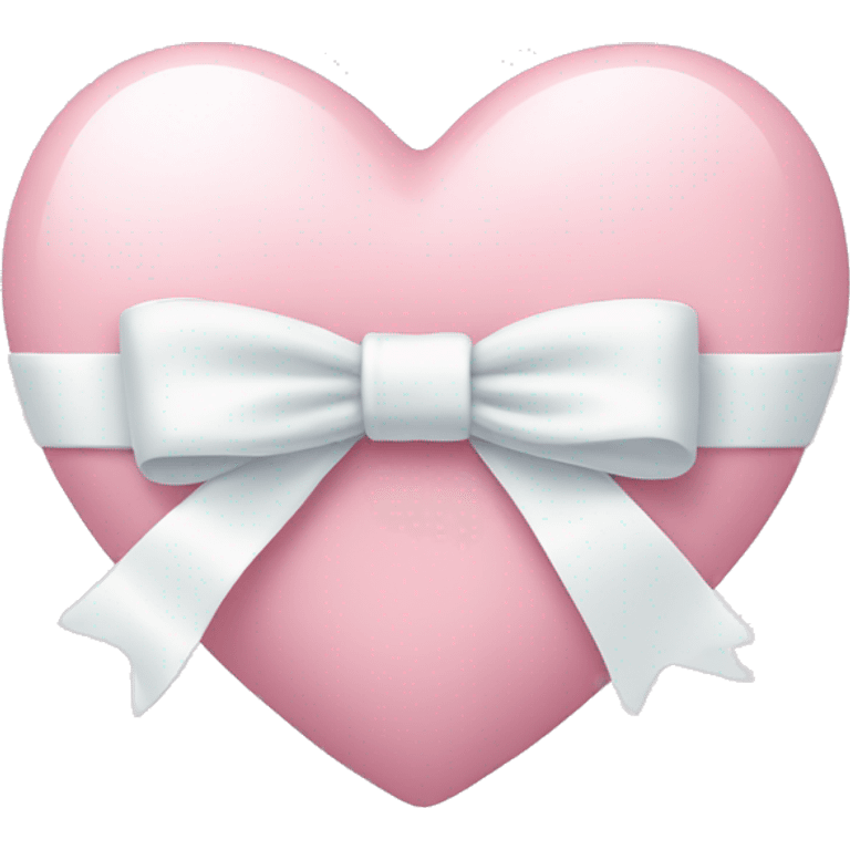 Pastel pink heart with white bow emoji