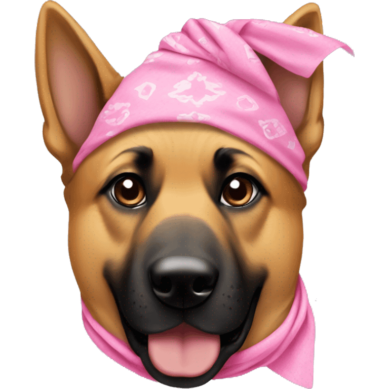 German Shephard wearing a pink bandana emoji