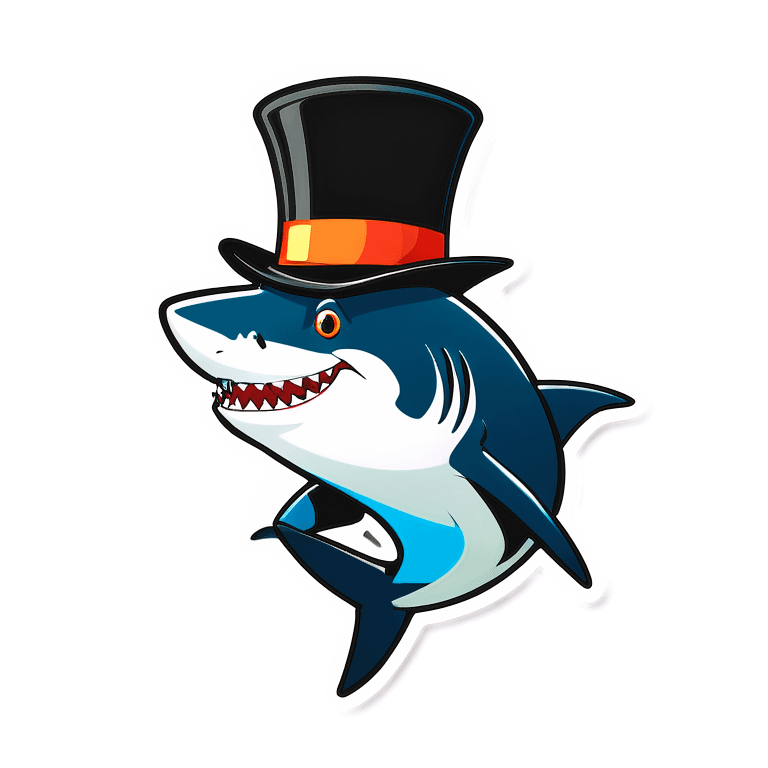 Shark with a top hat emoji