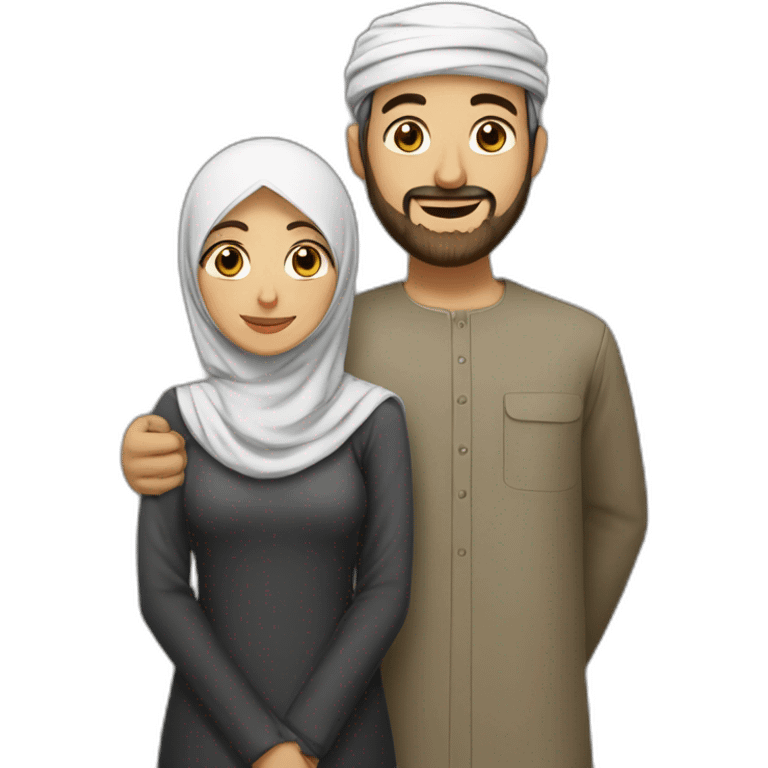 Homme avec Qamis qui fais un câlin à une femme en hijab emoji