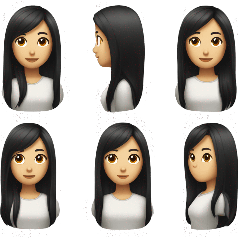 leenda dong- long straight black hair- asian- leenda dong emoji