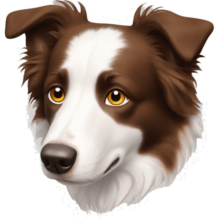 White border collie with brown spot over his left eye emoji