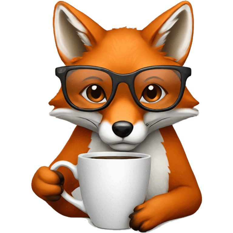 fox with gray glasses drinking coffee  emoji