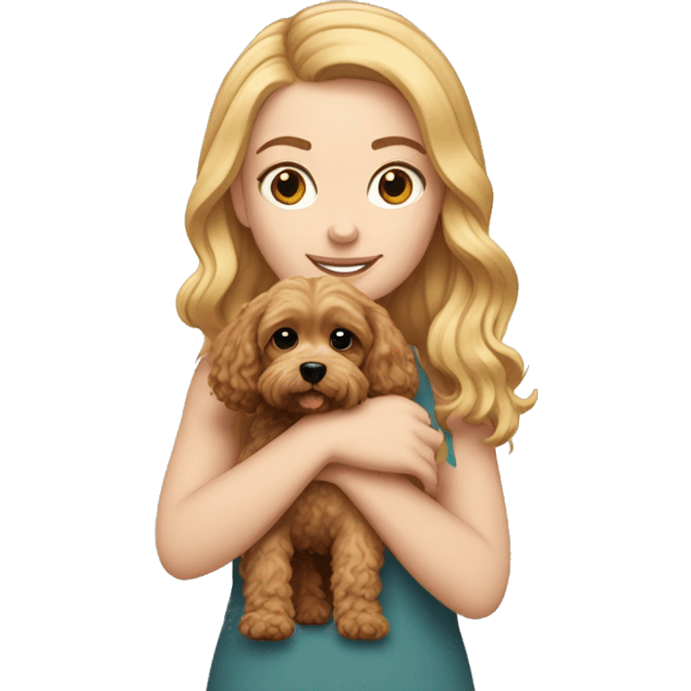 white girl holding cavapoo emoji