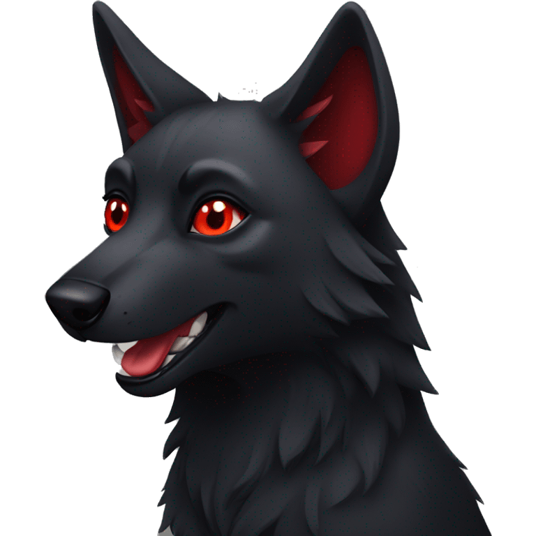 black wolf with red eyes emoji