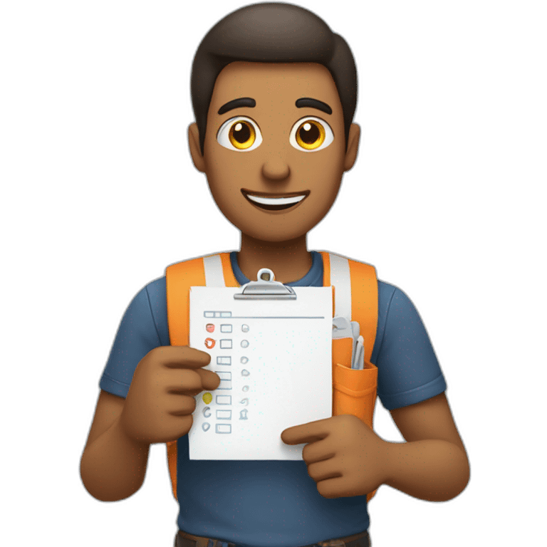 guy holding a check list emoji