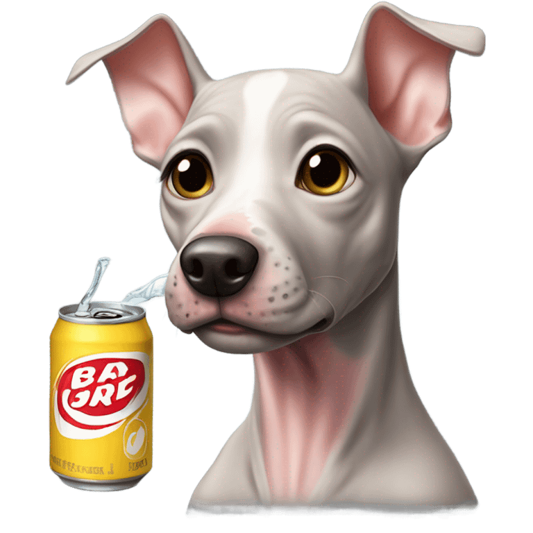 American Hairless Terrier drinking cola emoji