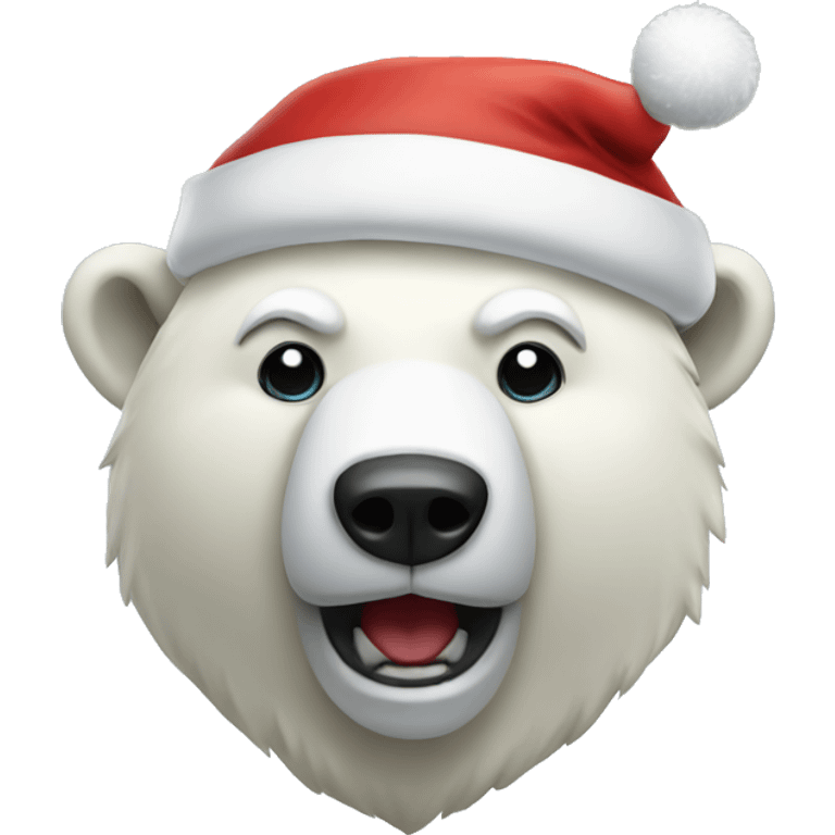 Polar bear with a Santa hat on emoji